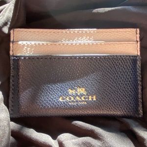 COACH CARD CASE NAVY & WHITE W. GOLD SIGNATURE